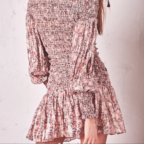 NWOT LOVESHACKFANCY SCARLETT SMOKE SILK MINI DRESS - Picture 4 of 11